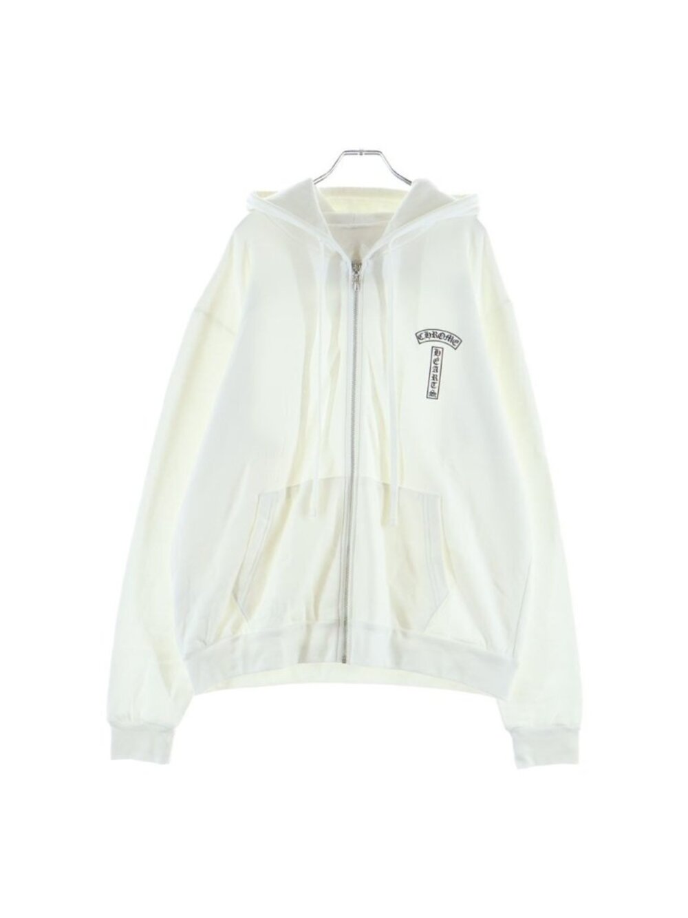 Chrome Hearts Sweatshirt HD Zip Back Arch Logo Front T Bar Print Hoodie White